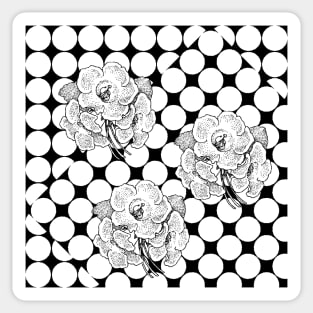 Black White Polka Dots And Florals Sticker